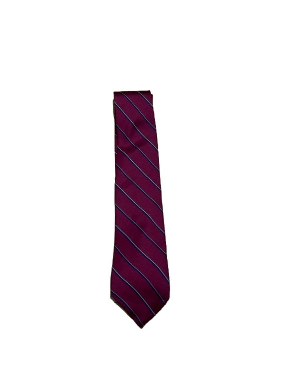 Cromwell and Stokes Burgundy Striped Silk Tie